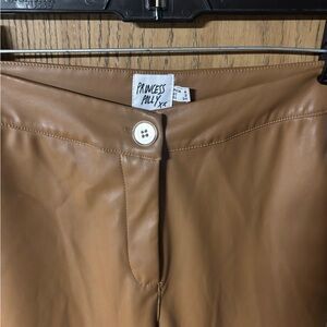 Princess Polly Camel Faux Leather Trousers